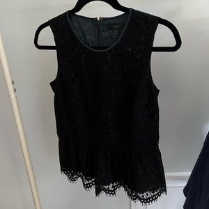 jcrew lace peplum sleeveless top